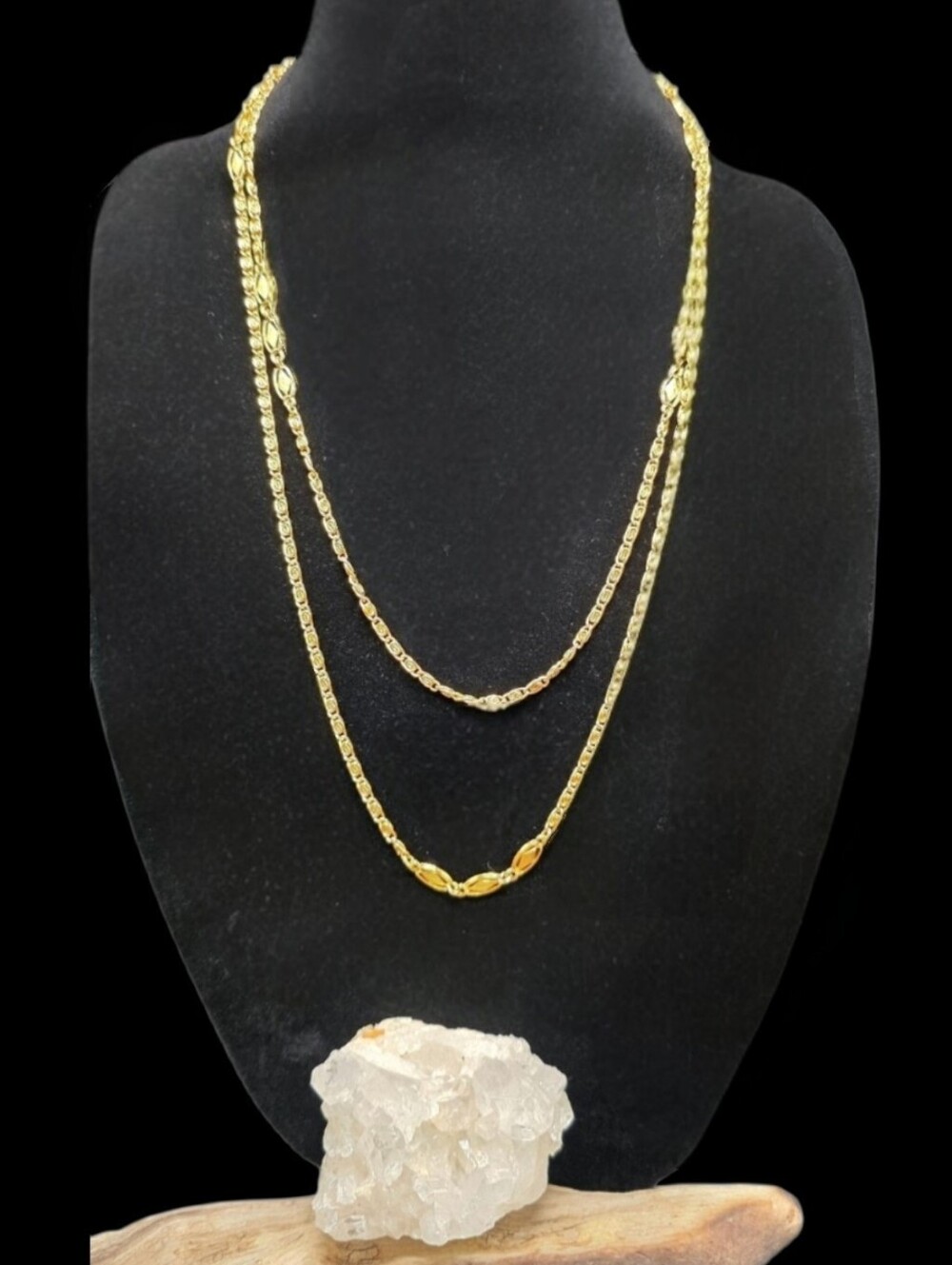 Vintage Monet Gold Tone 55" Long Station Chain Necklace Mid Century